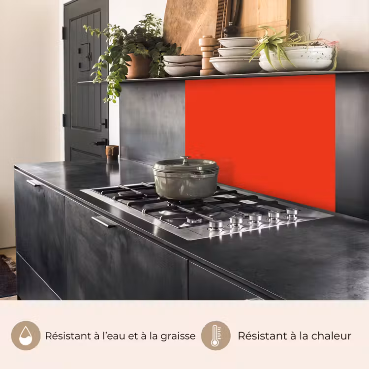 Crédence cuisine - Rouge - Couleur - Solide — 4