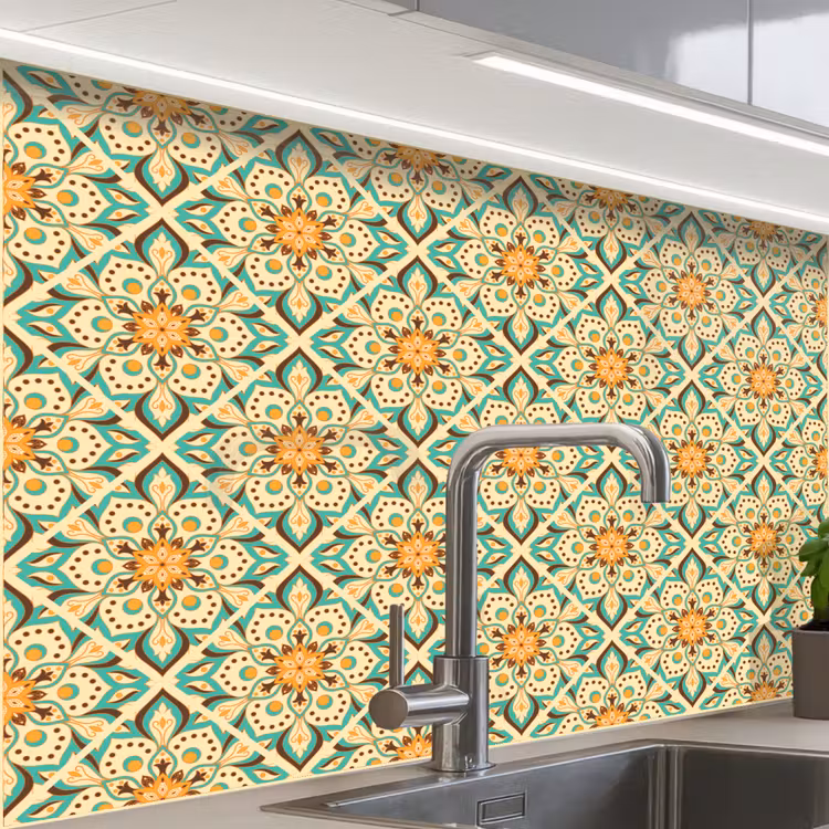 Crédence cuisine - Boho - Motifs - Mandala - Fleurs — 1