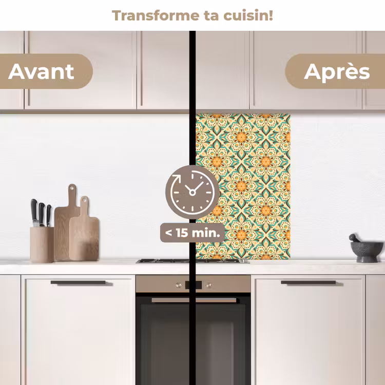 Crédence cuisine - Boho - Motifs - Mandala - Fleurs — 2