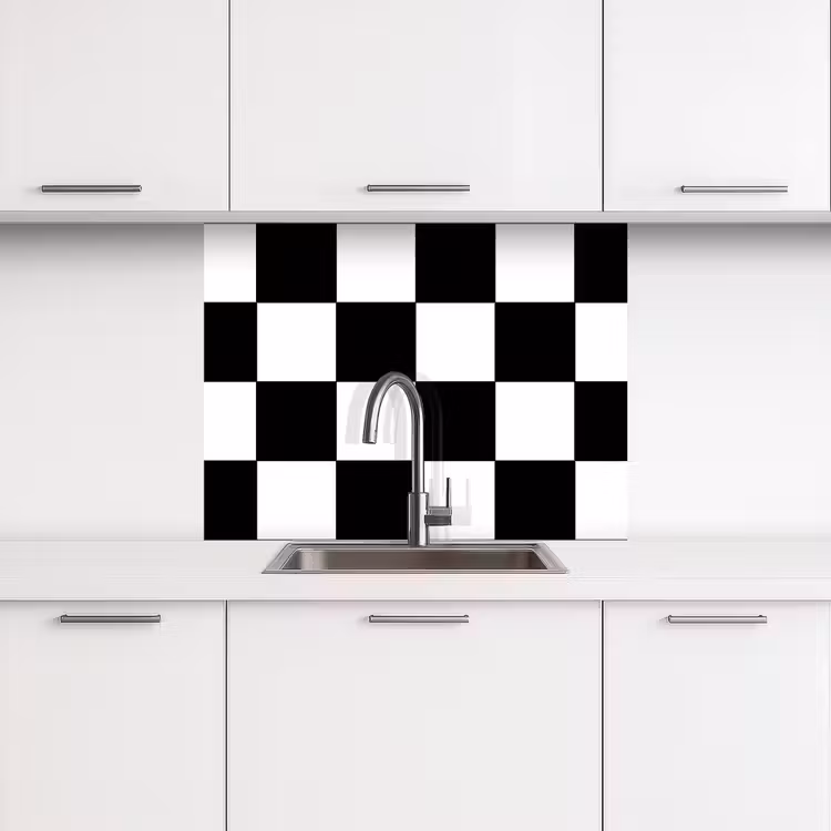 Crédence cuisine - Échiquier - Motifs - Noir et blanc — 3