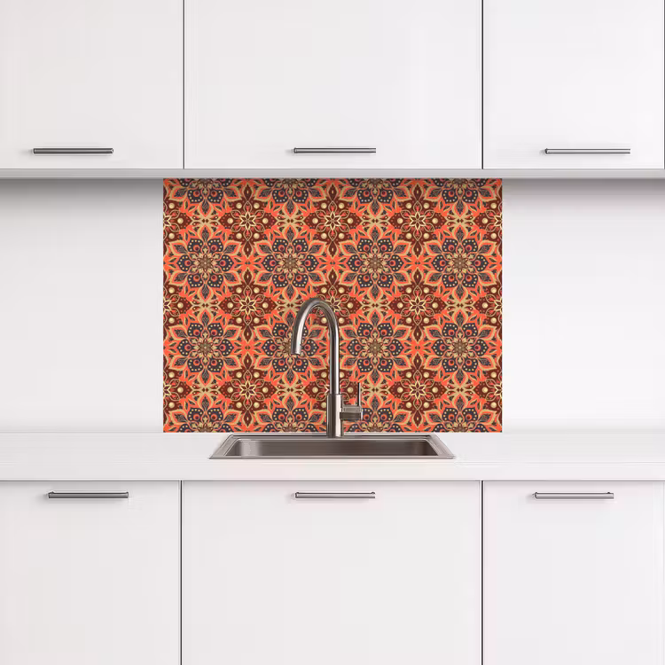 Crédence cuisine - Mandala - Fleurs - Motif - Rétro — 3