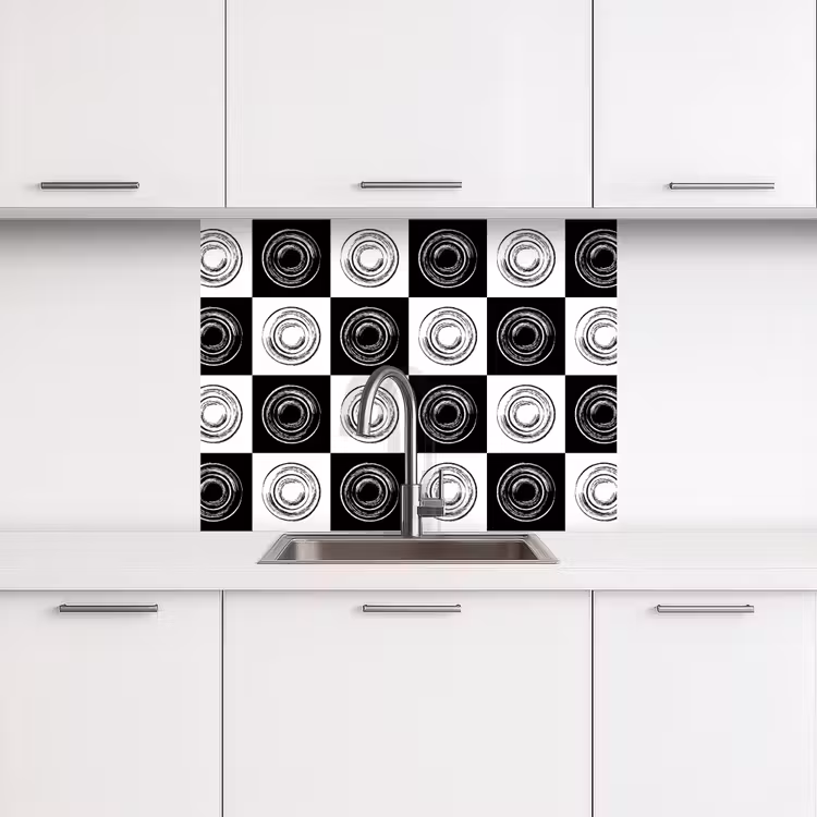 Crédence cuisine - Motifs - Échiquier - Noir et blanc — 3