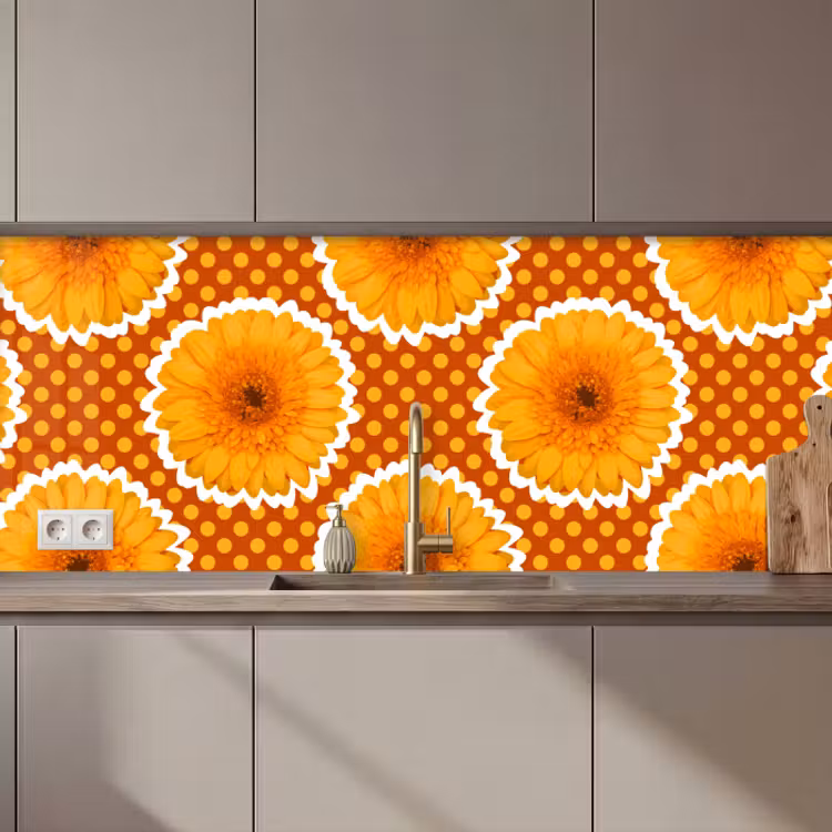 Crédence cuisine - Fleurs - Points - Vintage - Motif — 1
