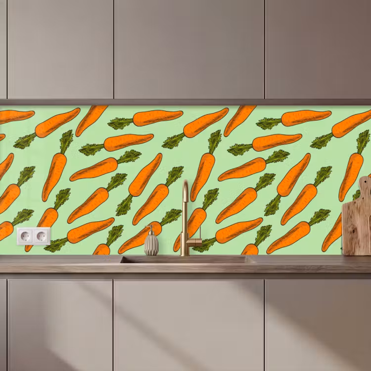 Crédence cuisine - Vintage - Carotte - Patrons - Légumes — 1
