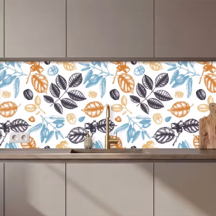 Crédence cuisine - Vintage - Feuilles - Motifs — 1