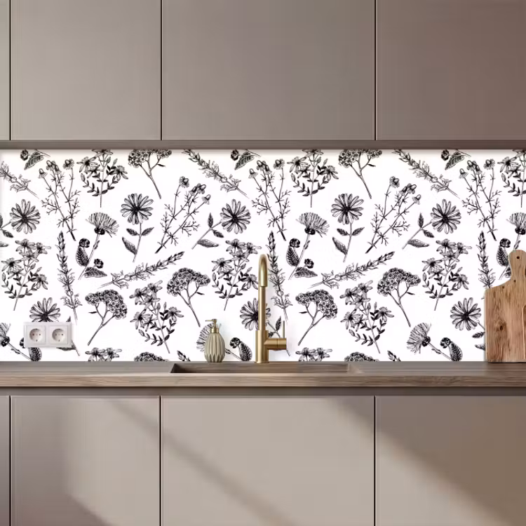Crédence cuisine - Fleurs - Herbes - Motifs — 1