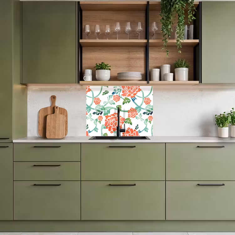 Crédence cuisine - Fleurs - Feuilles - Motifs - Aquarelle — 7