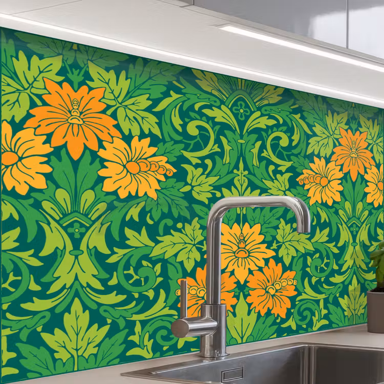 Crédence cuisine - Feuilles - Fleurs - Boho - Motifs — 1