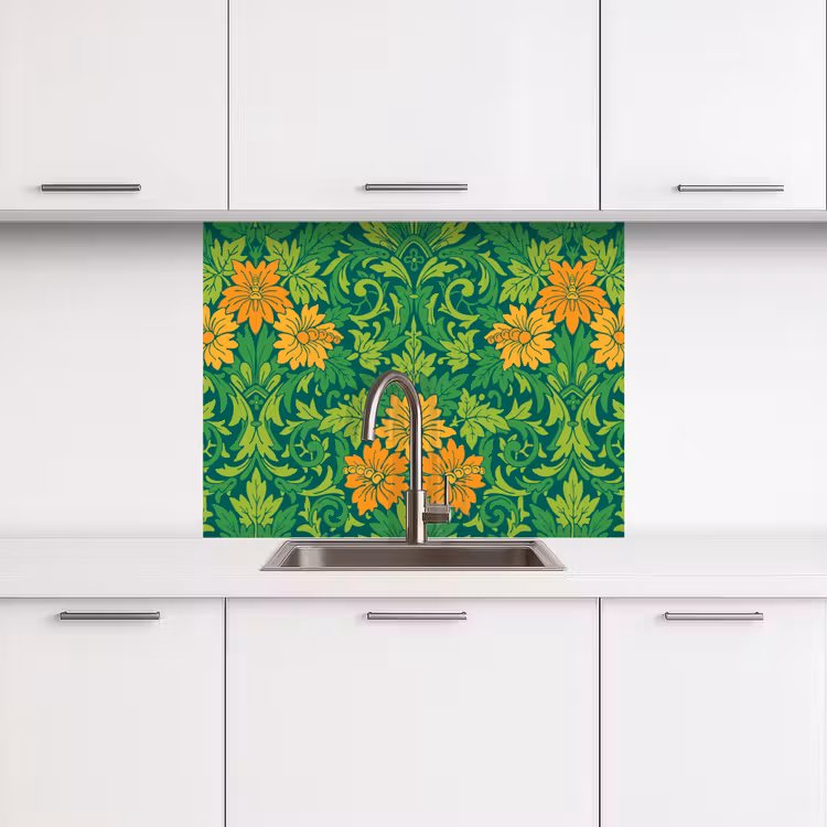 Crédence cuisine - Feuilles - Fleurs - Boho - Motifs — 3