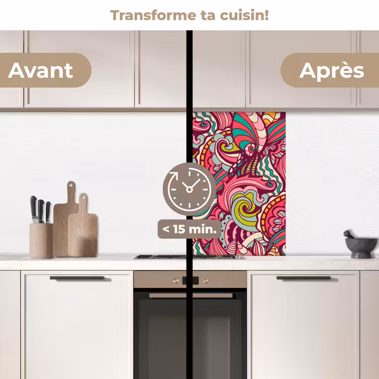 Crédence cuisine - Fleurs - Feuilles - Arc-en-ciel - Design — 2