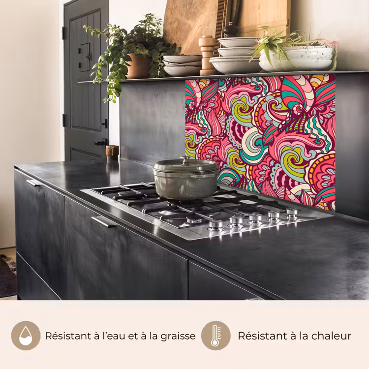 Crédence cuisine - Fleurs - Feuilles - Arc-en-ciel - Design — 4