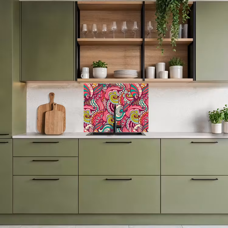 Crédence cuisine - Fleurs - Feuilles - Arc-en-ciel - Design — 7