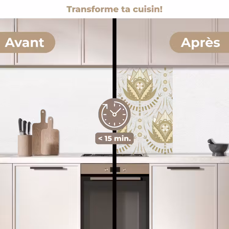 Crédence cuisine - Fleurs - Or - Motifs — 2