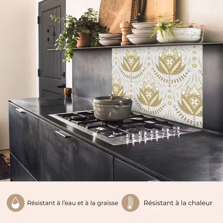 Crédence cuisine - Fleurs - Or - Motifs — 4