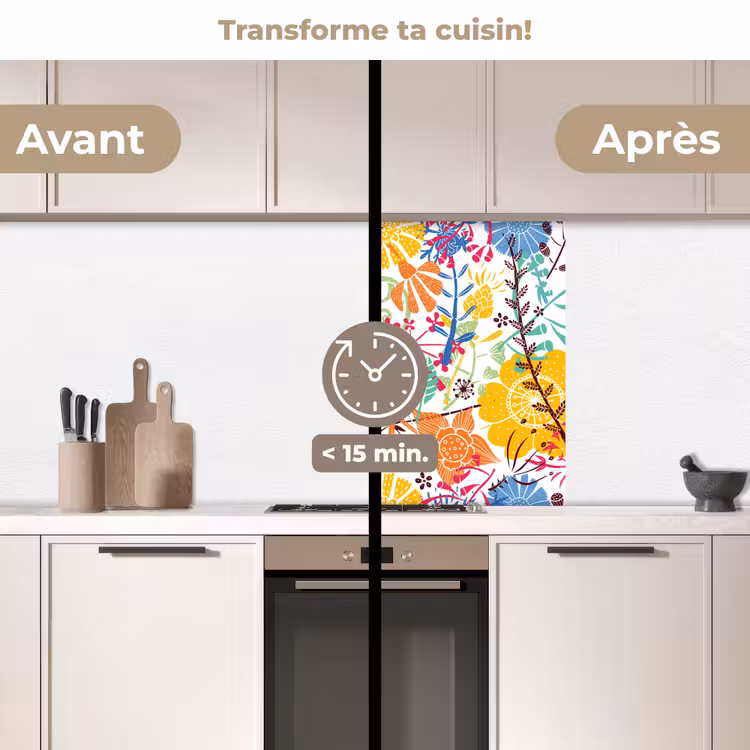 Crédence cuisine - Fleurs - Plantes - Arc-en-ciel - Motifs — 2