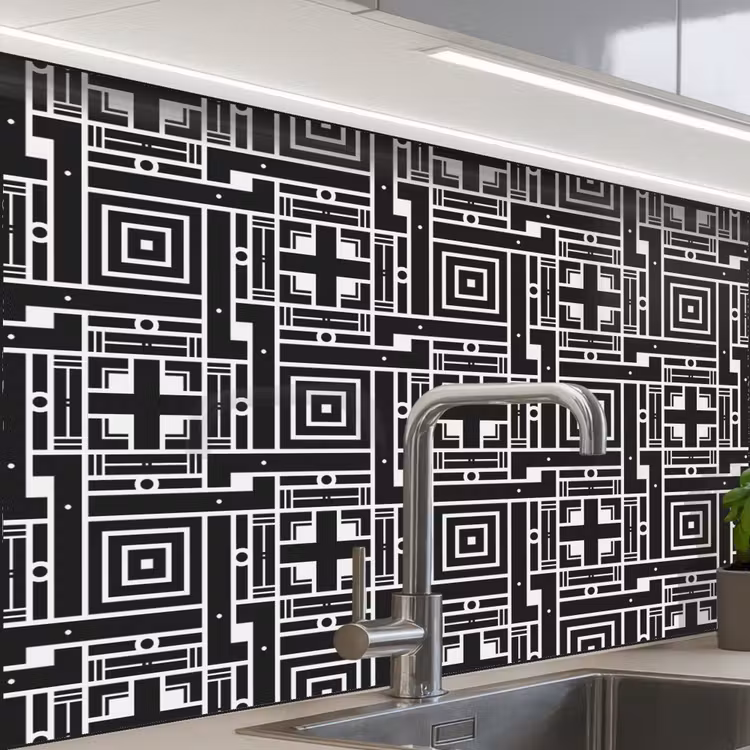 Crédence cuisine - Géométrie - Motif - Noir — 1
