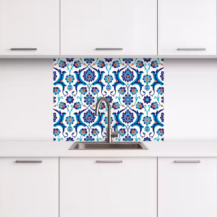 Crédence cuisine - Fleurs - Motifs - Bleu — 3