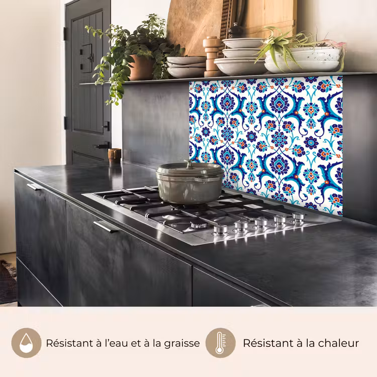 Crédence cuisine - Fleurs - Motifs - Bleu — 4