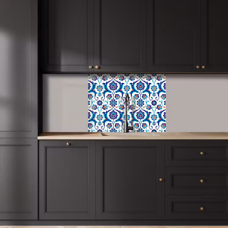 Crédence cuisine - Fleurs - Motifs - Bleu — 5