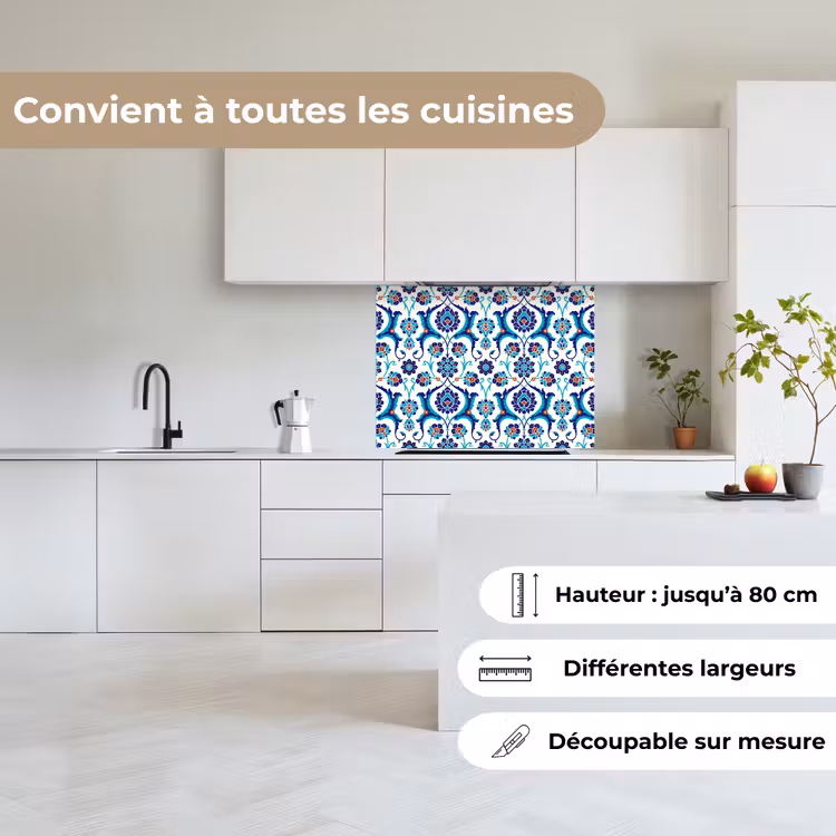 Crédence cuisine - Fleurs - Motifs - Bleu — 6