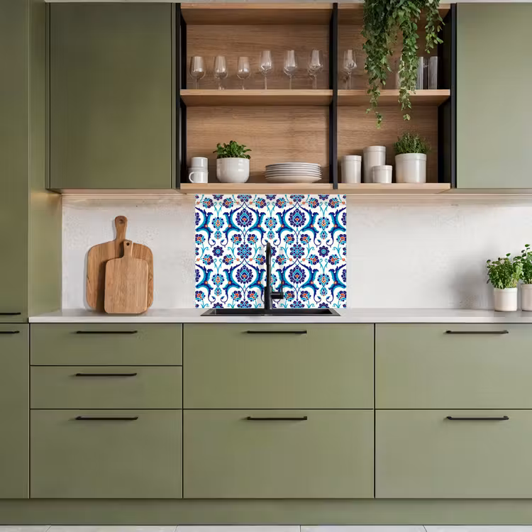 Crédence cuisine - Fleurs - Motifs - Bleu — 7