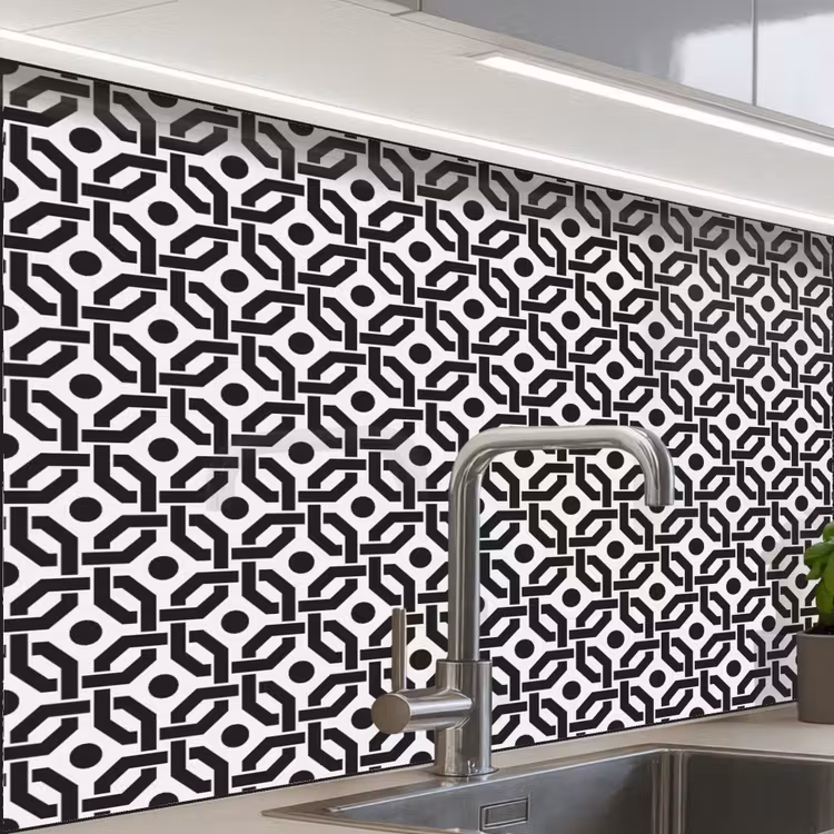 Crédence cuisine - Noir - Géométrie - Design — 1