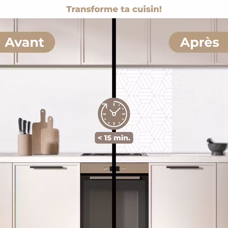 Crédence cuisine - Motif - Ligne - Design - Noir - Blanc — 2