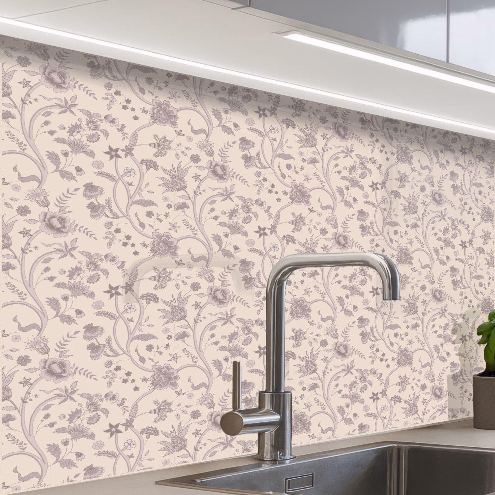 Crédence cuisine - Motif - Fleurs - Violet — 1