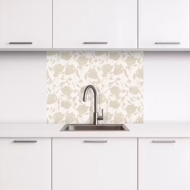 Crédence cuisine - Motif floral - Silhouette - Blanc — 3