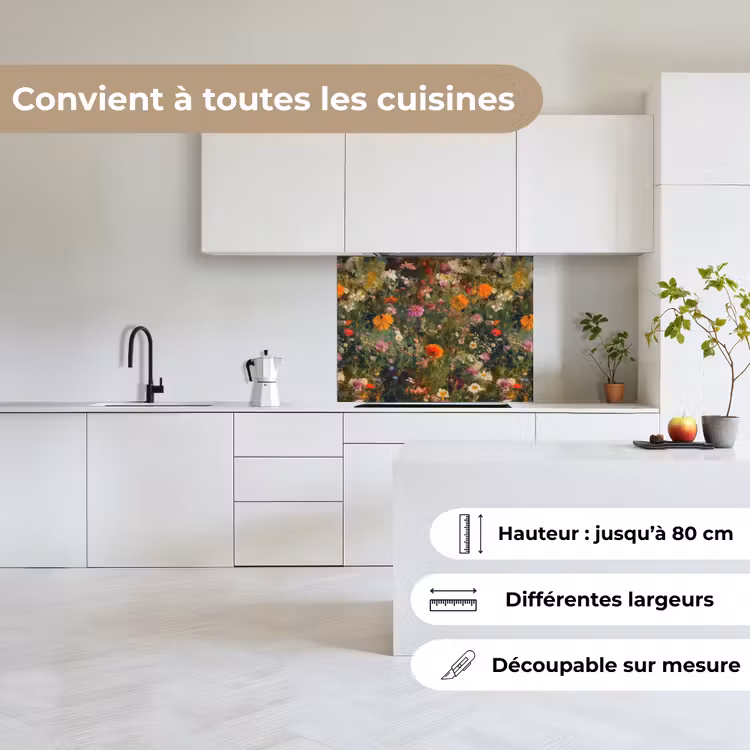 Crédence cuisine - Champ de fleurs - Couleurs - Peinture — 6