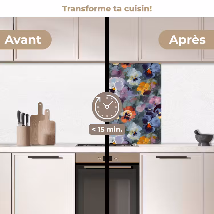 Crédence cuisine - Pastel - Violets - Vert - Motif — 2