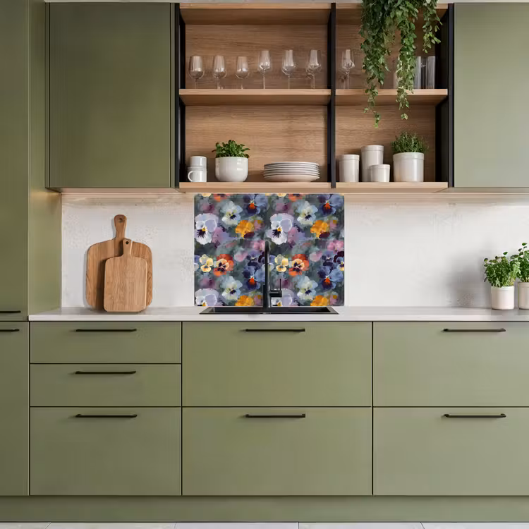 Crédence cuisine - Pastel - Violets - Vert - Motif — 7