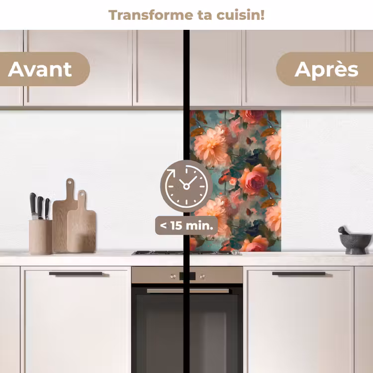 Crédence cuisine - Rose - Motif - Fleurs — 2