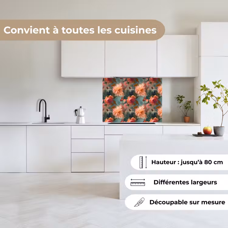Crédence cuisine - Rose - Motif - Fleurs — 6