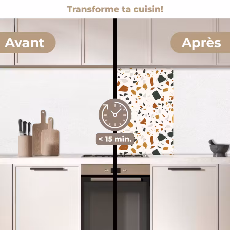 Crédence cuisine - Terrazzo - Motif - Blanc - Terra — 2