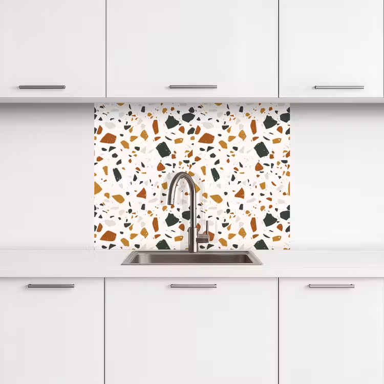 Crédence cuisine - Terrazzo - Motif - Blanc - Terra — 3