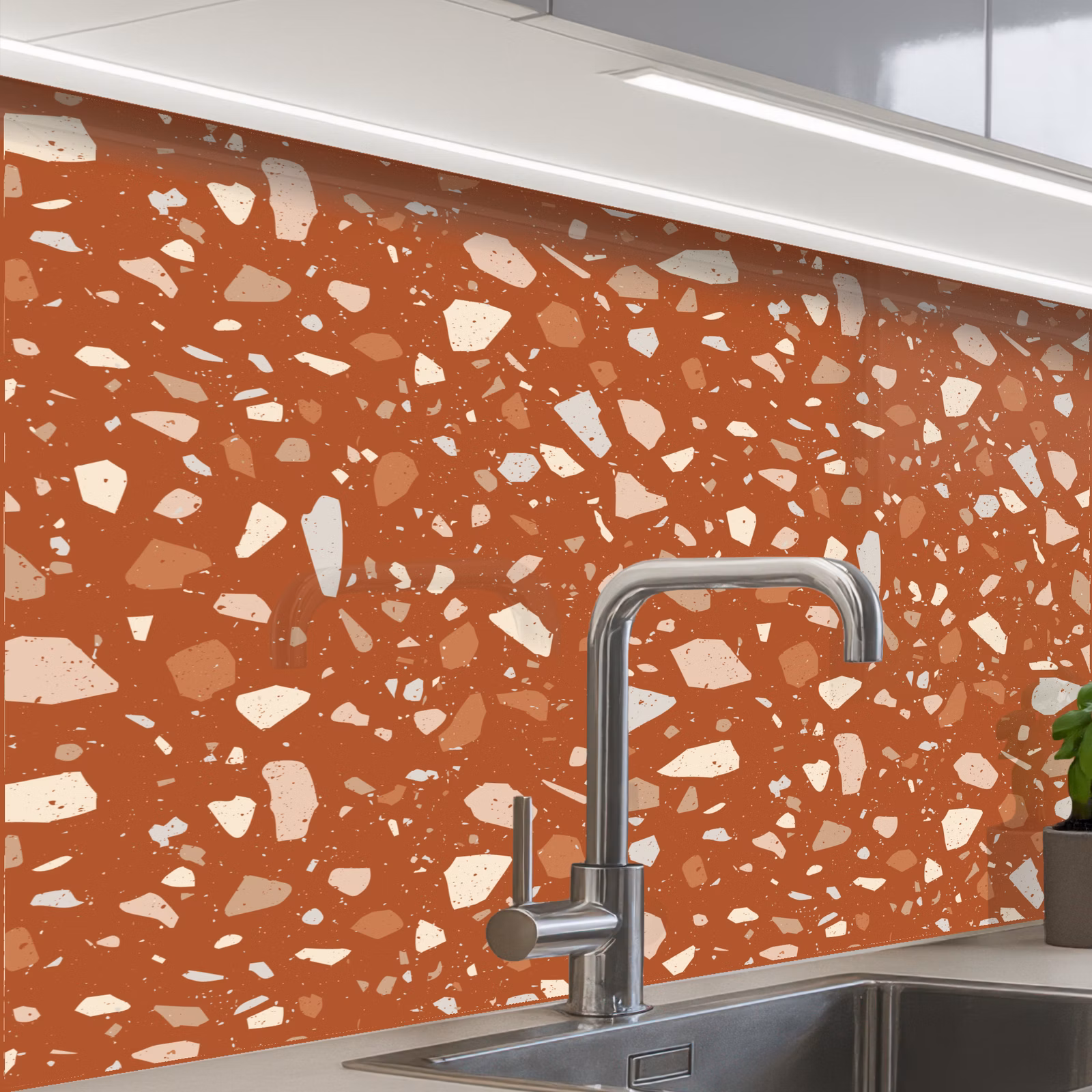 Crédence cuisine - Terrazzo - Motif - Argile — 1