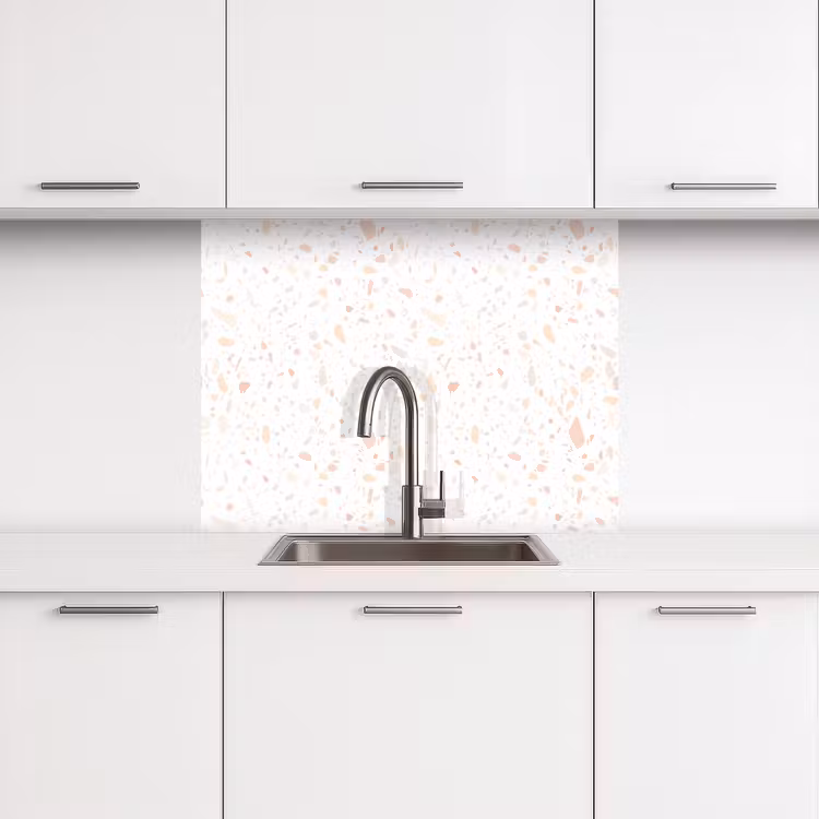 Crédence cuisine - Terrazzo - Motif - Blanc - Pêche — 3