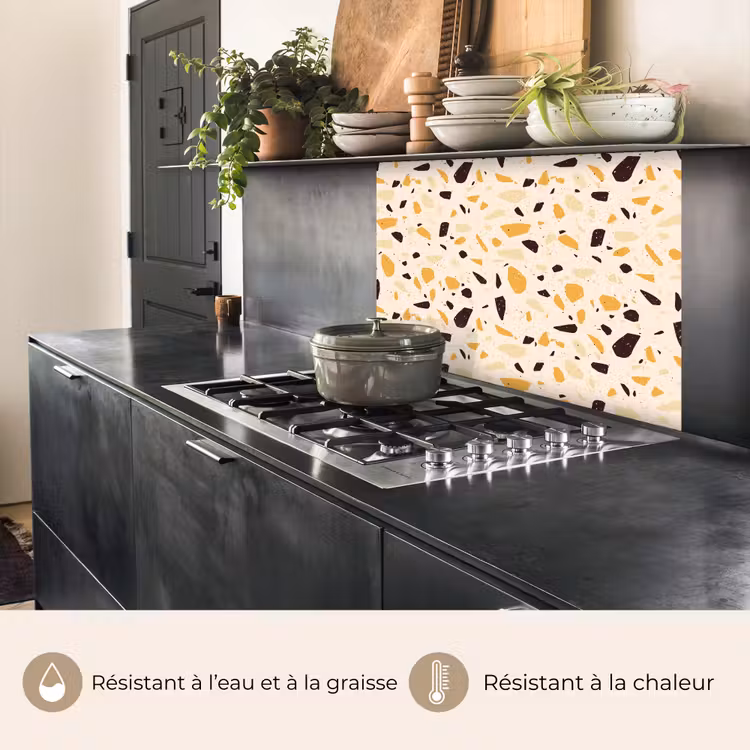 Crédence cuisine - Terrazzo - Motif - Jaune - — 4