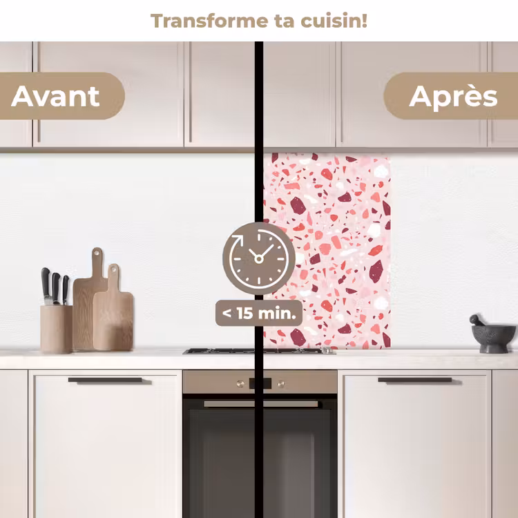 Crédence cuisine - Terrazzo - Motif - Rose — 2
