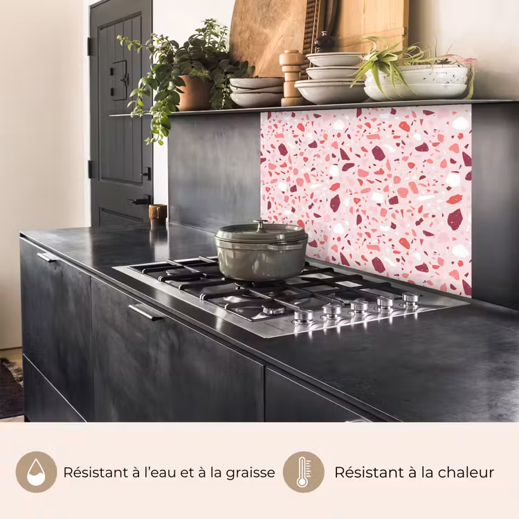 Crédence cuisine - Terrazzo - Motif - Rose — 4