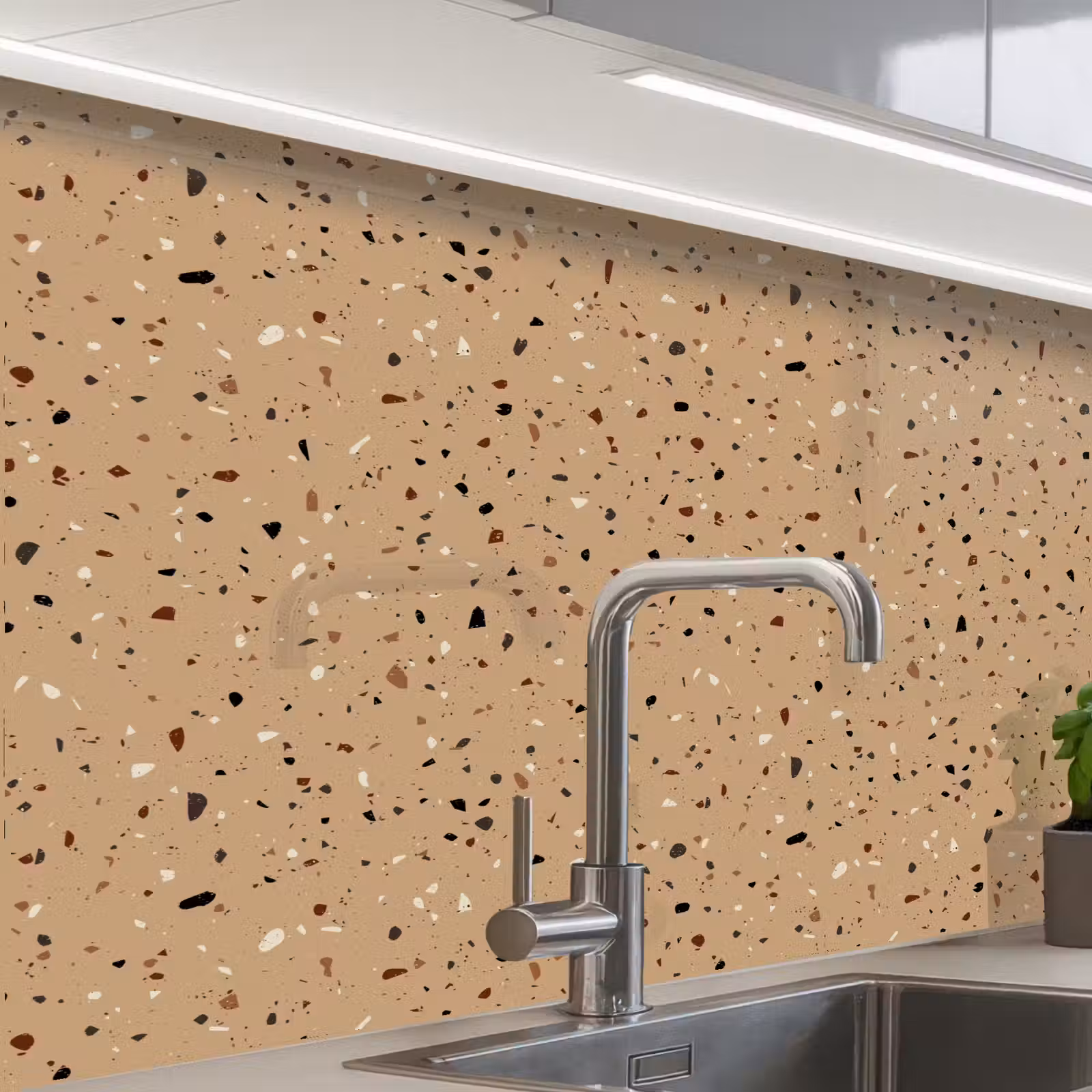 Crédence cuisine - Terrazzo - Motif - Beige — 1
