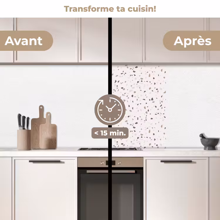 Crédence cuisine - Terrazzo - Motif - Crème — 2