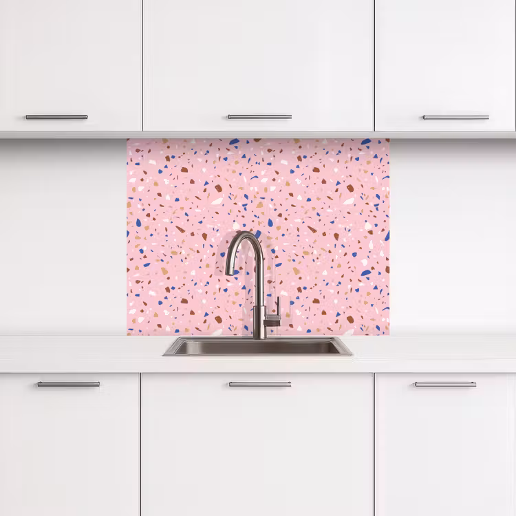 Crédence cuisine - Terrazzo - Motif - Coloré - Rose — 3