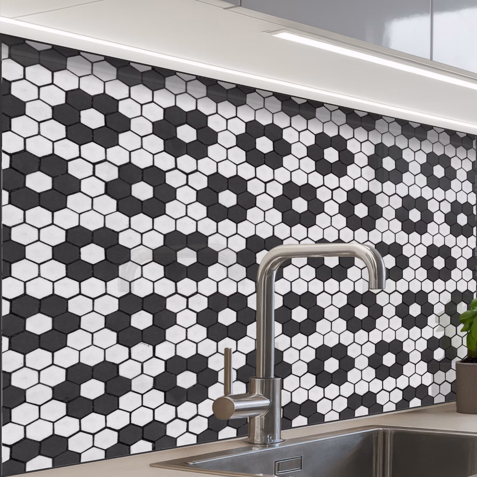 Crédence cuisine - Fleur - Forme - Motif - Noir — 1