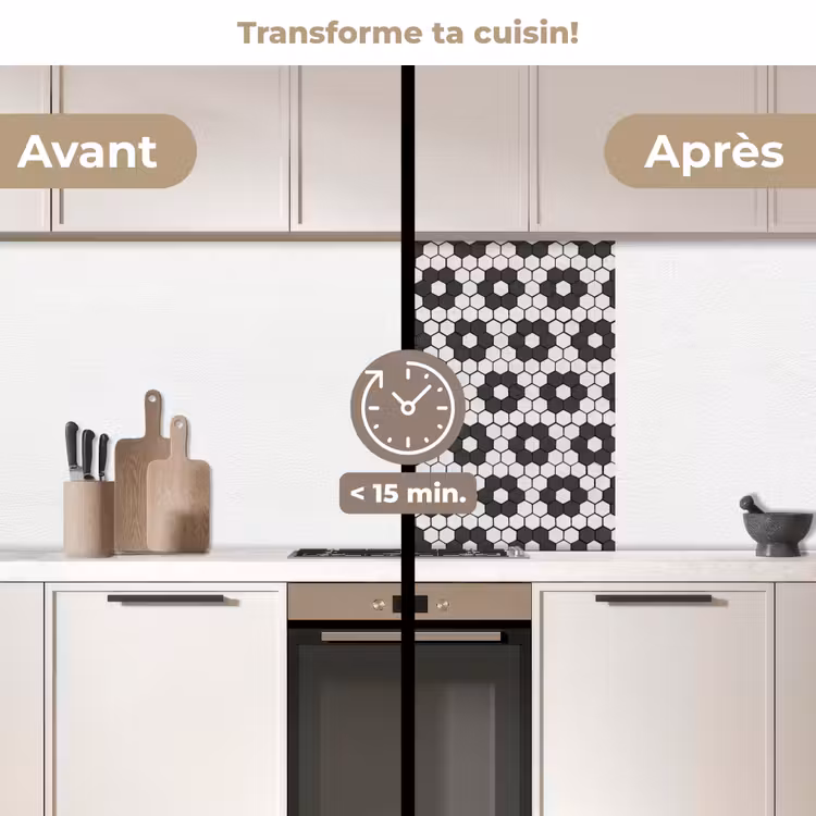 Crédence cuisine - Fleur - Forme - Motif - Noir — 2