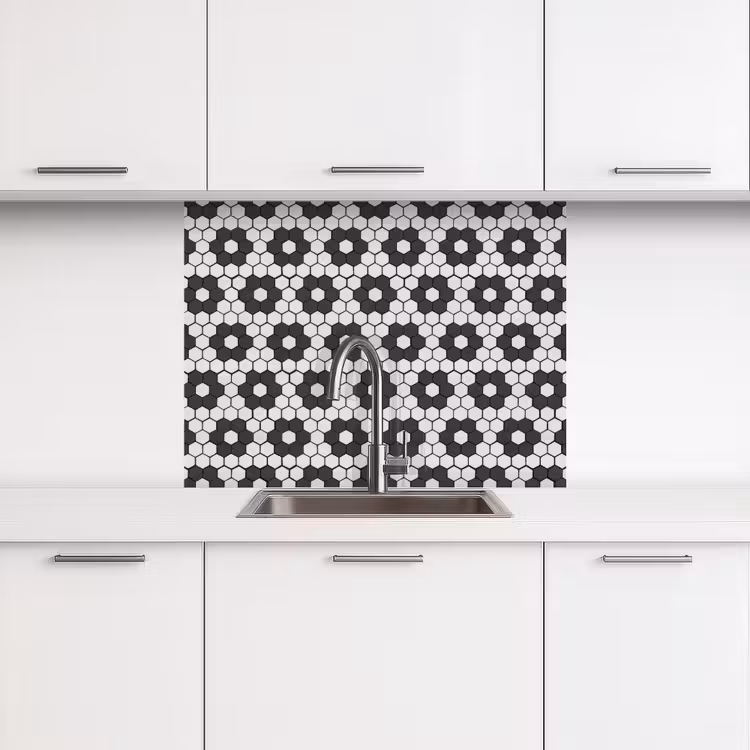 Crédence cuisine - Fleur - Forme - Motif - Noir — 3