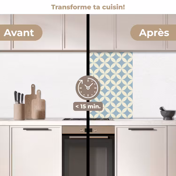 Crédence cuisine - Géométrique - Fleur - Motif - Bleu — 2