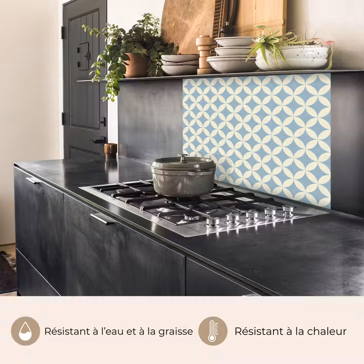 Crédence cuisine - Géométrique - Fleur - Motif - Bleu — 4