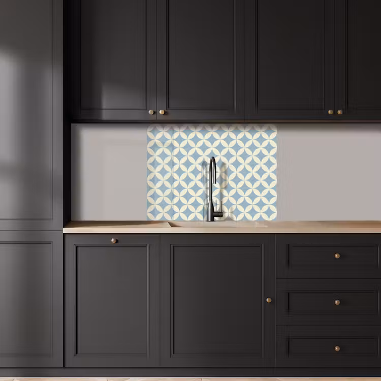 Crédence cuisine - Géométrique - Fleur - Motif - Bleu — 5